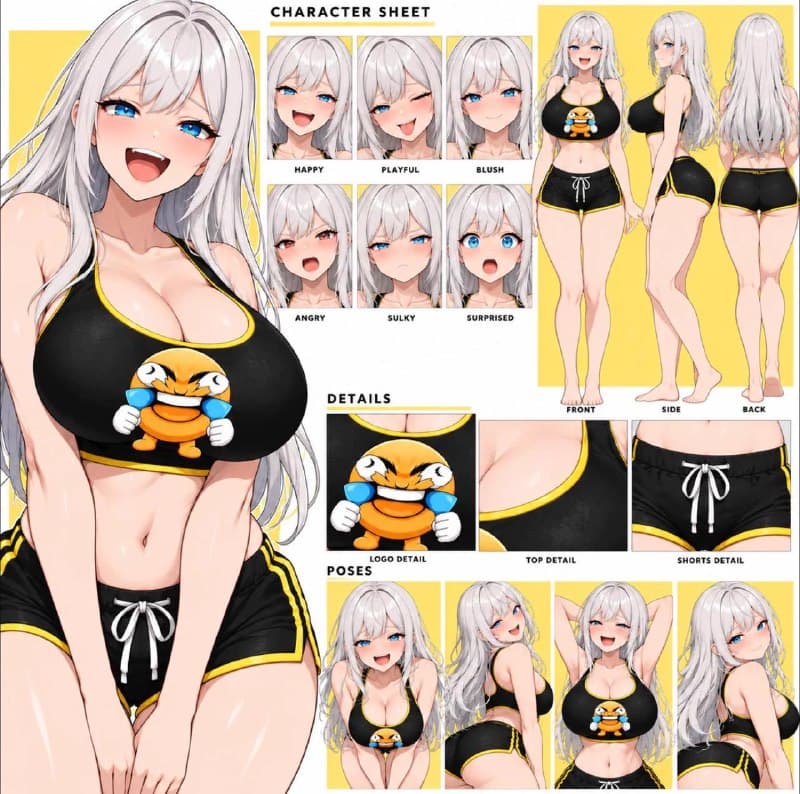 TitCoin mascot character sheet showing expressions and poses